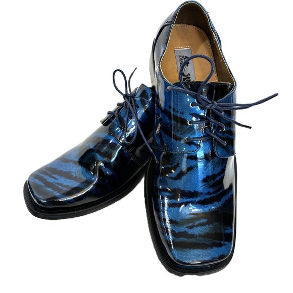 Vintage Zebra Blue Oxford Formal Zoot Suit Dress Shoe Rare OOAK NWOT main image 4